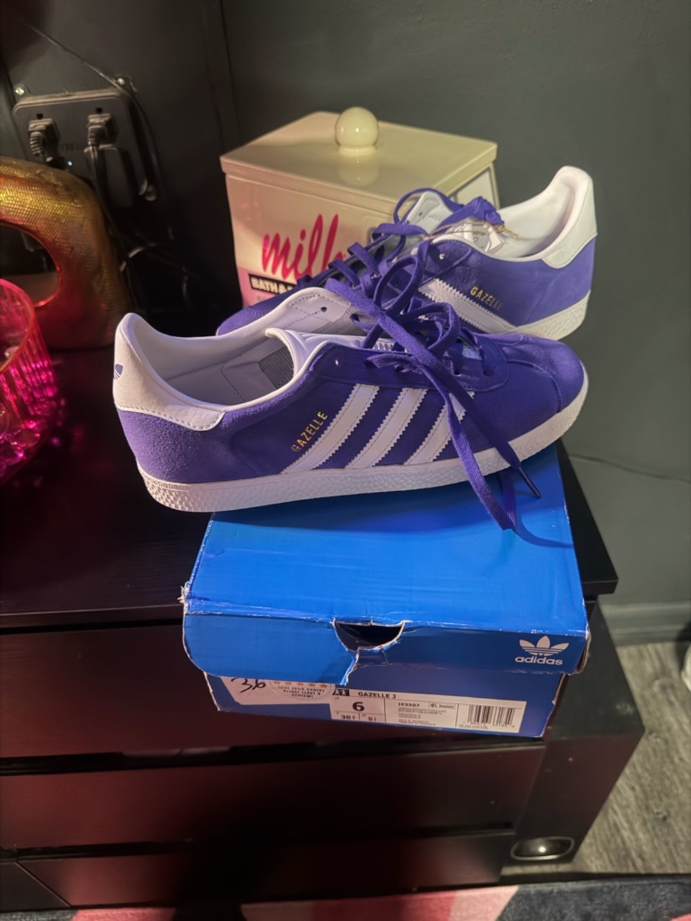adidas Gazelle Purple and White Casual Sneakers